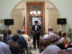 Chris Vallillo performed in the atrium of the Visitor Education Center at President Lincoln's Cottage